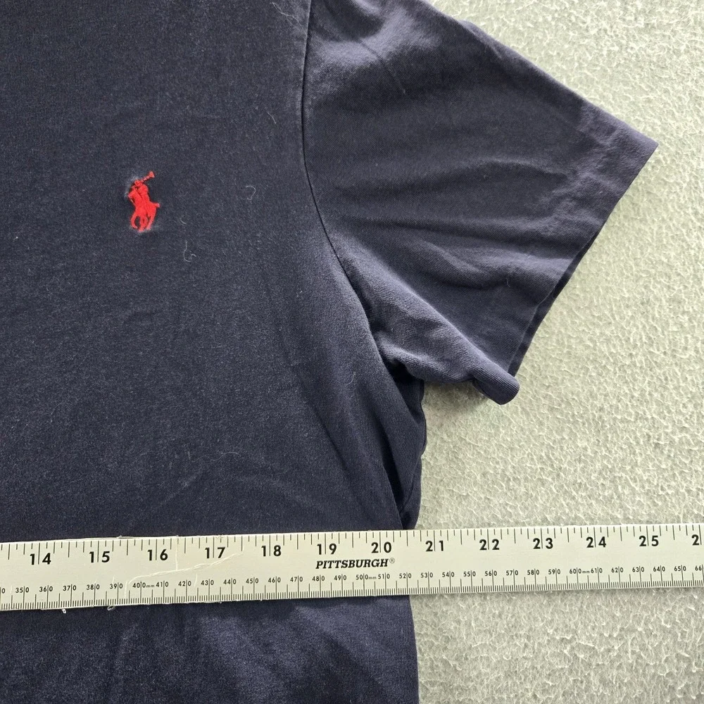 Polo Ralph Lauren Men Shirt L Blue Short Sleeve Custom Fit Logo Pony Embroidered